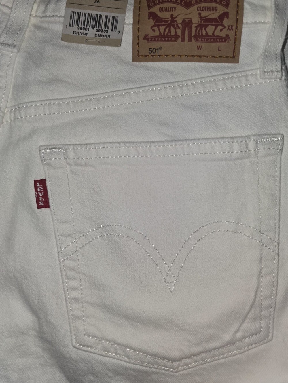 Levi's 501 High Rise White Denim Cutoff Shorts with Raw Hem Size 26 - Picture 4 of 8